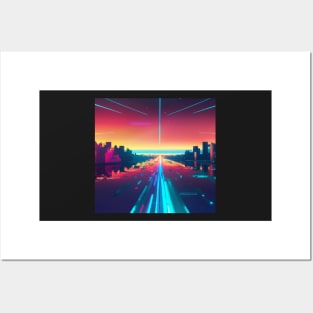 Synthwave highway 3 Posters and Art